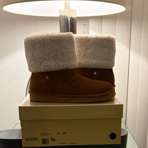 Michael Kors Brown and Cream Fur Boots